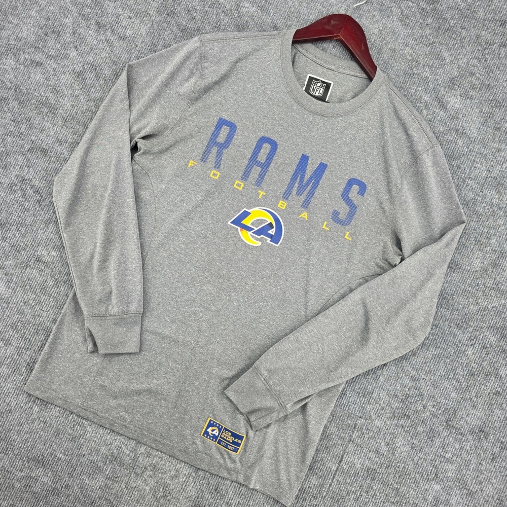 NFL Team Apparel Los Angeles Rams Gray Long Sleeve Graphic Shirt Mens Small